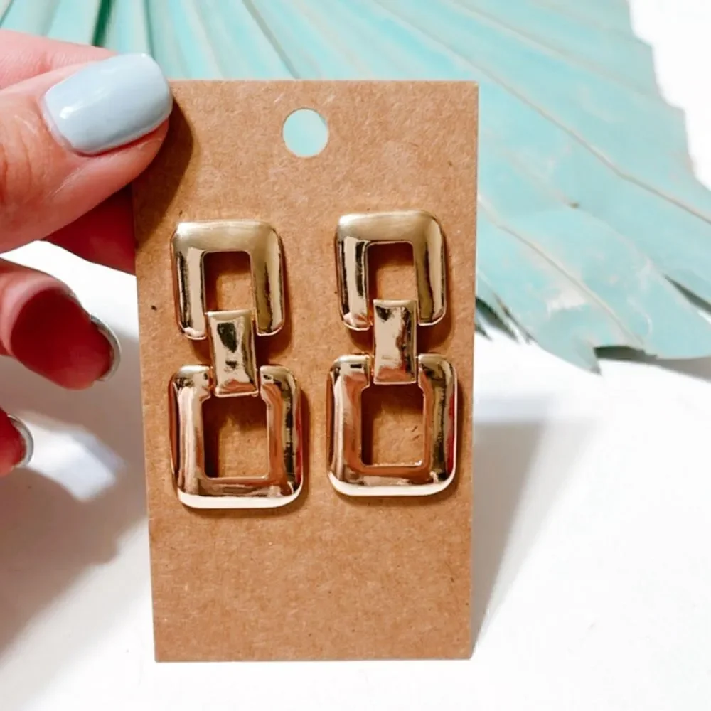 Gold geo dangle earrings  S99